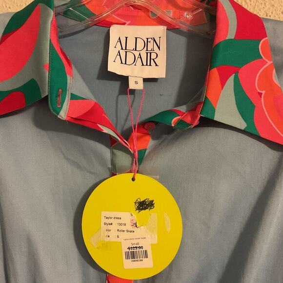 NWT Alden Adair Taylor Dress Roller Skate Puff Sleeve Midi Dress Blue Size Small - Picture 10 of 14